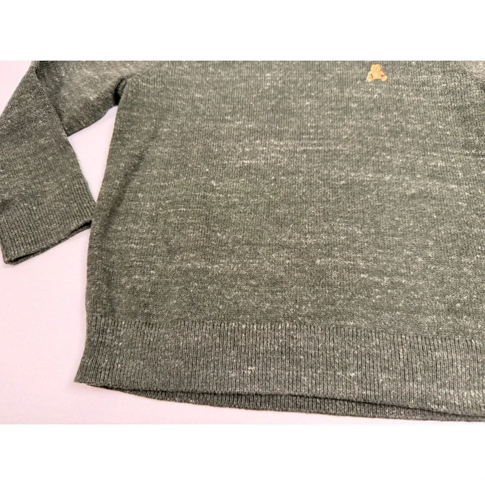 GAP Kids Sweater Bear Logo Knit 4T Green Heathered Crewneck Long Sleeve Pullover